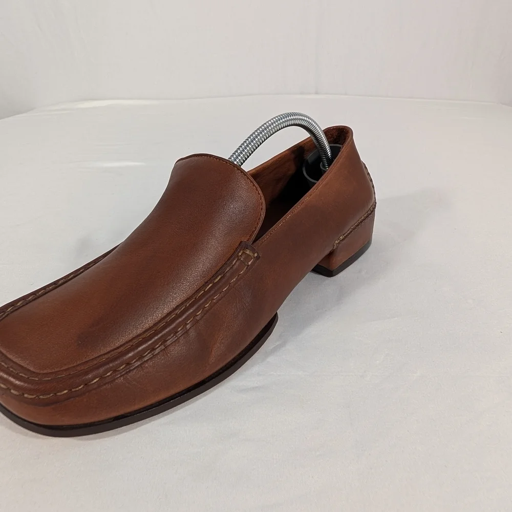 New Cole Haan Country Men's Rich Brown Leather Slip-On Summer Loafers Size 9B
